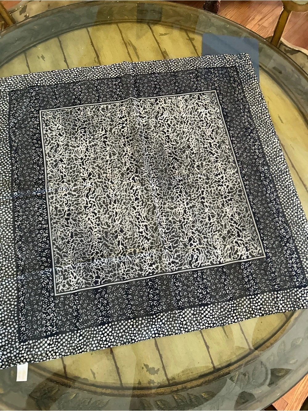 Lightweight Blue and White Patterned Scarf - Women's Accessory Italian 30” x 30”